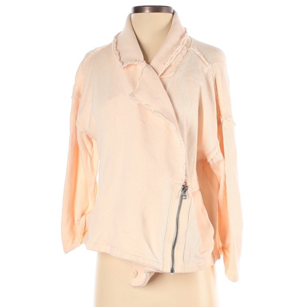 Caslon asymmetrical cotton candy pink cotton zip up cardigan jacket size M EUC